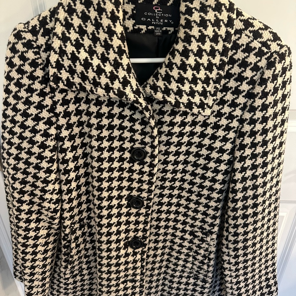 Gallery Black and White Houndstooth Pea Coat